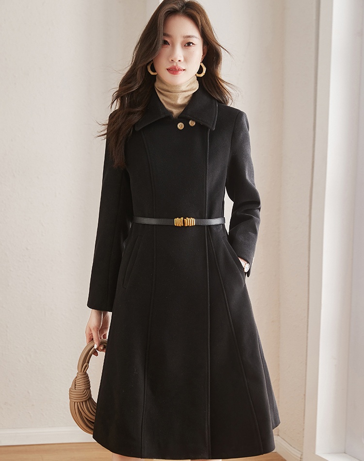 Pure slim business suit woolen long woolen coat for women