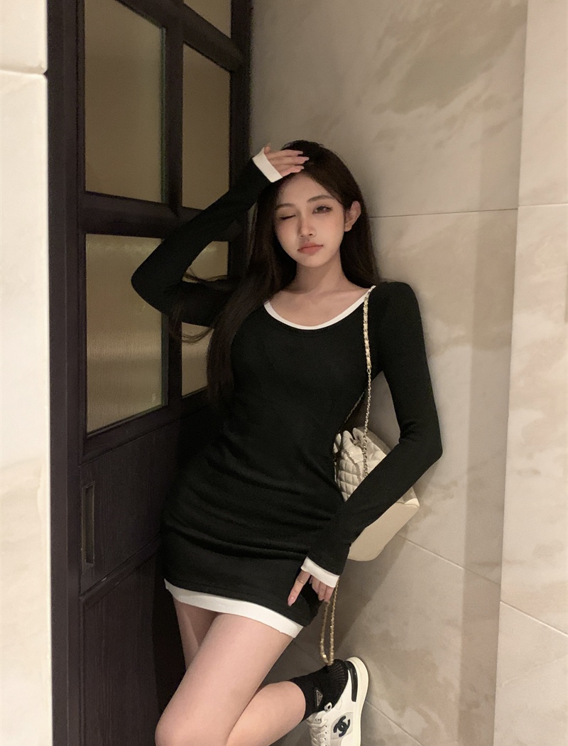 Package hip knitted enticement autumn and winter dress