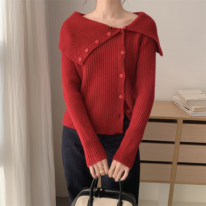 Bottoming slim cardigan knitted pure sweater