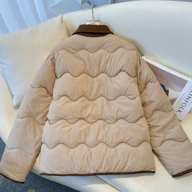 Lapel cotton coat corduroy down coat for women
