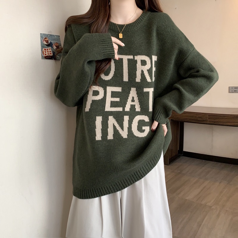 Western style large yard letters mixed colors show young sweater