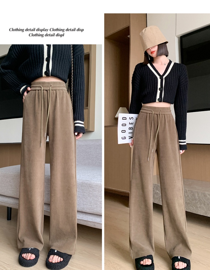 Plus velvet straight slim casual pants for women