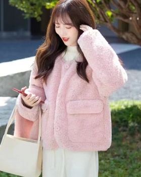 Short chanelstyle pink tops winter plush coat for women
