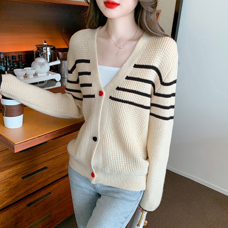 V-neck autumn lazy sweater knitted Korean style cardigan