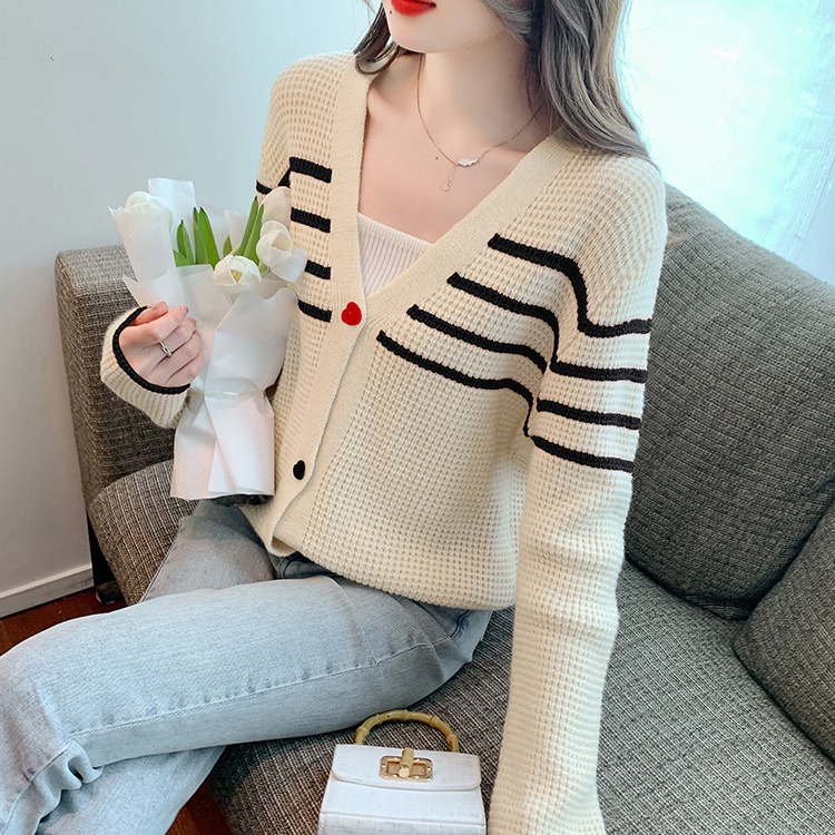 V-neck autumn lazy sweater knitted Korean style cardigan