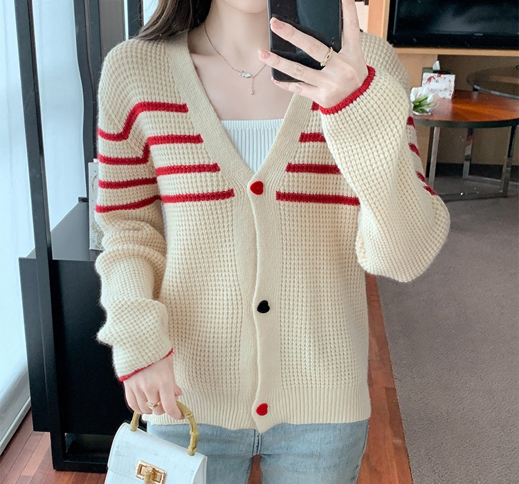 V-neck autumn lazy sweater knitted Korean style cardigan