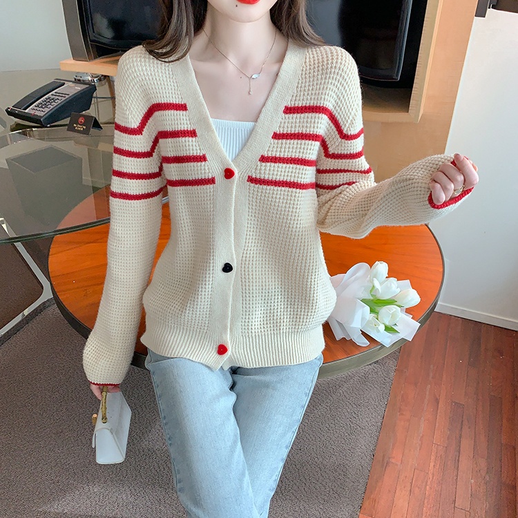 V-neck autumn lazy sweater knitted Korean style cardigan