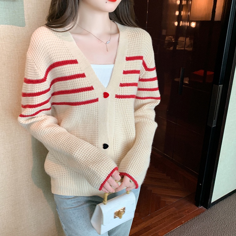 V-neck autumn lazy sweater knitted Korean style cardigan