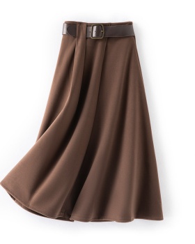 A-line brown high waist autumn and winter skirt