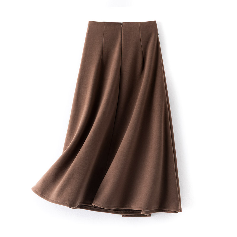 A-line brown high waist autumn and winter skirt