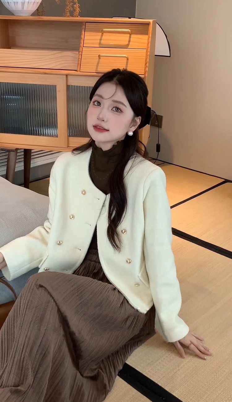 Korean style thick round neck autumn and winter jacket