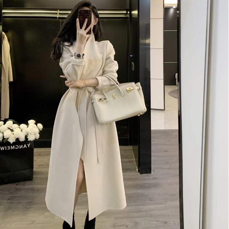 Long sleeve pure woolen coat Korean style windbreaker