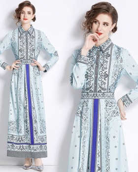 Printing European style slim fashion all-match dress