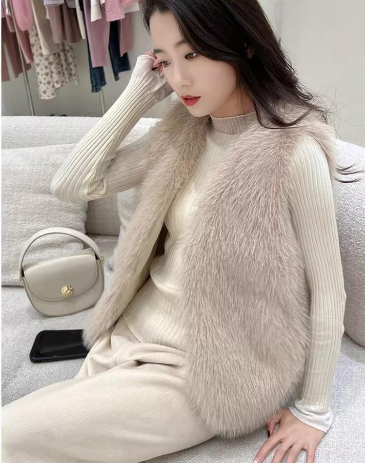 Short imitation of fox fur fur coat winter waistcoat for women