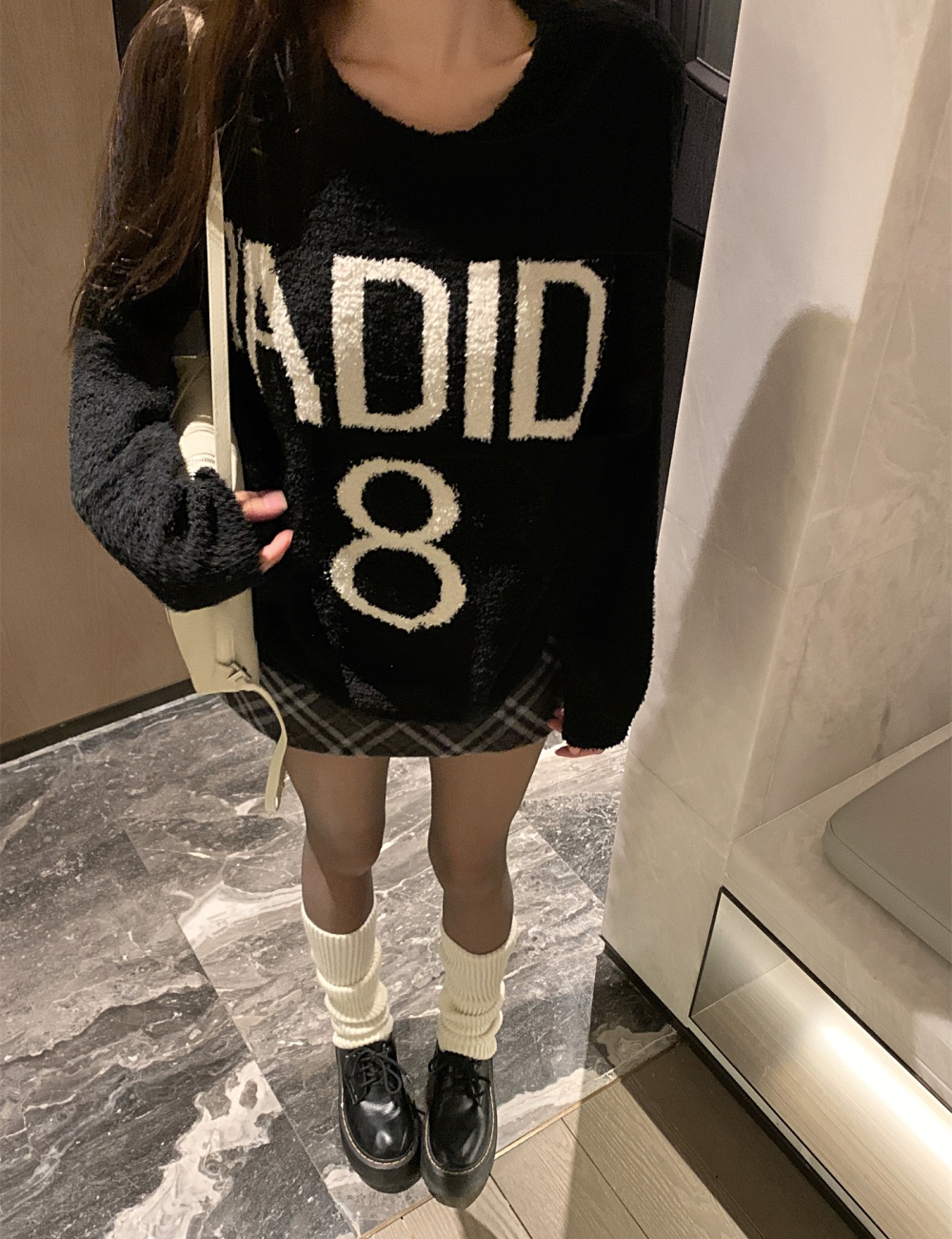 Letters jacquard loose pullover lazy sweater