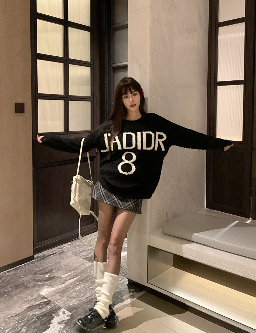 Letters jacquard loose pullover lazy sweater