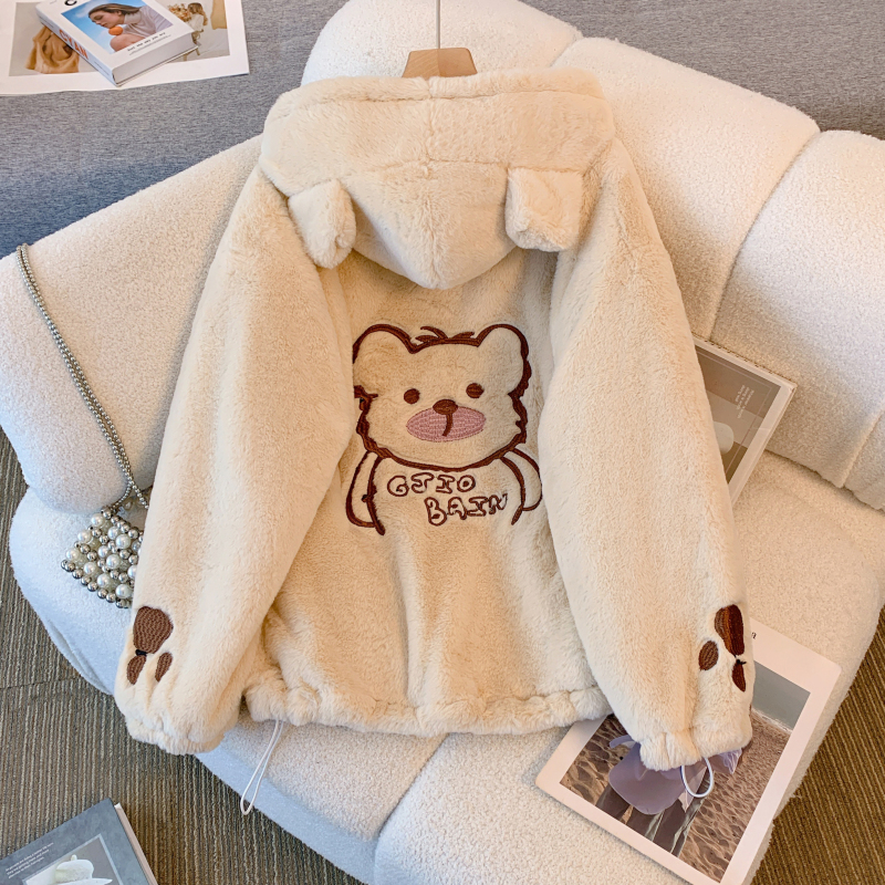 Clip cotton embroidered thick lovely elmo hooded coat