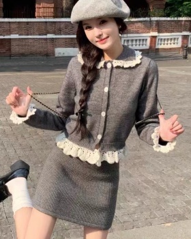 Crochet removable sweater wool maiden short skirt a set