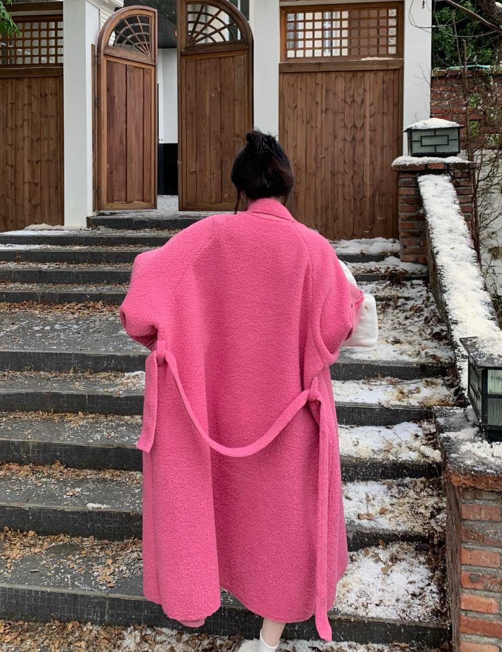 Lambs wool Hepburn style overcoat winter coat for women