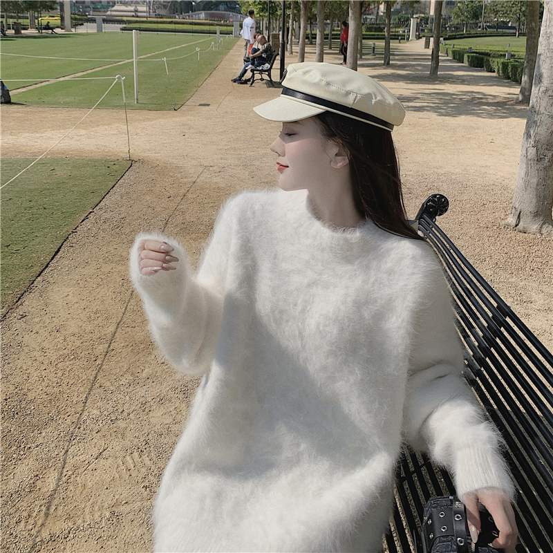 White autumn and winter lazy loose sweater for women