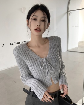 Slim short bottoming shirt V-neck spicegirl sweater