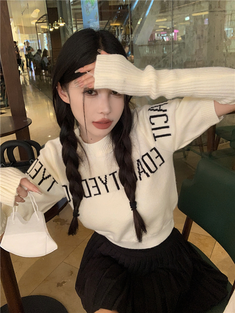 Sexy letters slim Korean style sweater for women