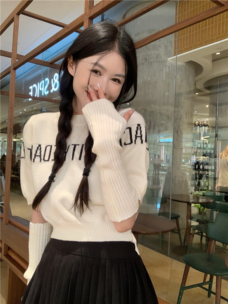 Sexy letters slim Korean style sweater for women
