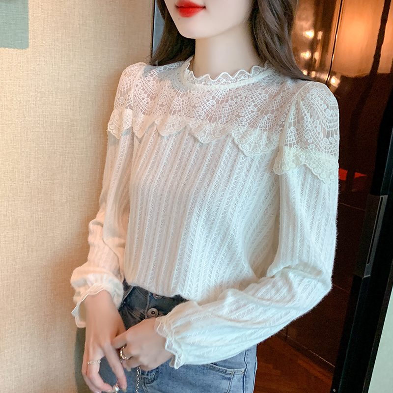 Round neck shirts long sleeve bottoming shirt for women