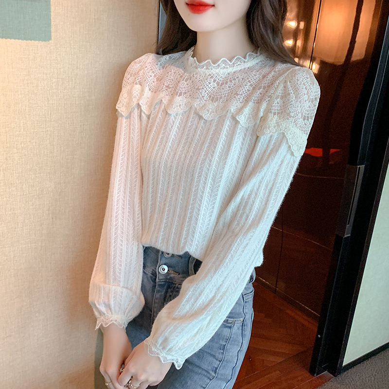 Round neck shirts long sleeve bottoming shirt for women