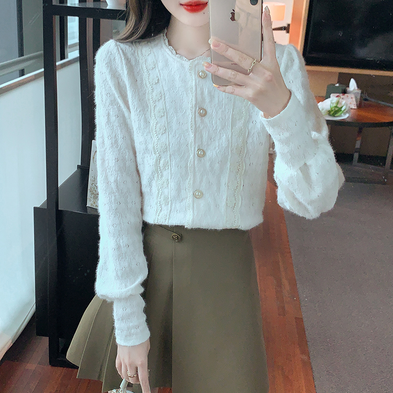 Lace shirts long sleeve bottoming shirt for women