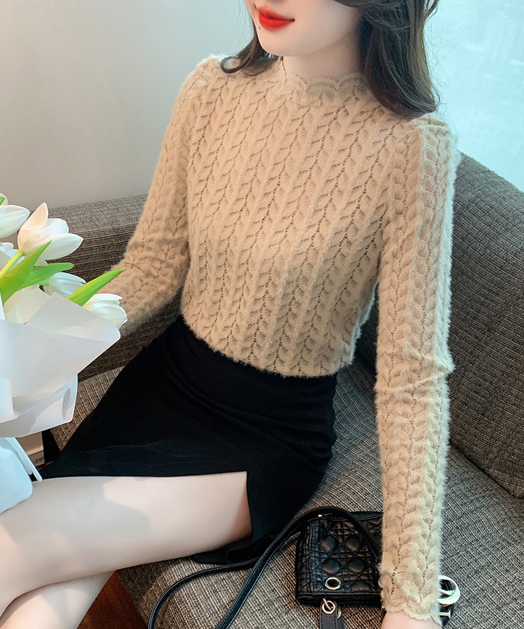 Lace slim shirts autumn and winter bottoming shirt