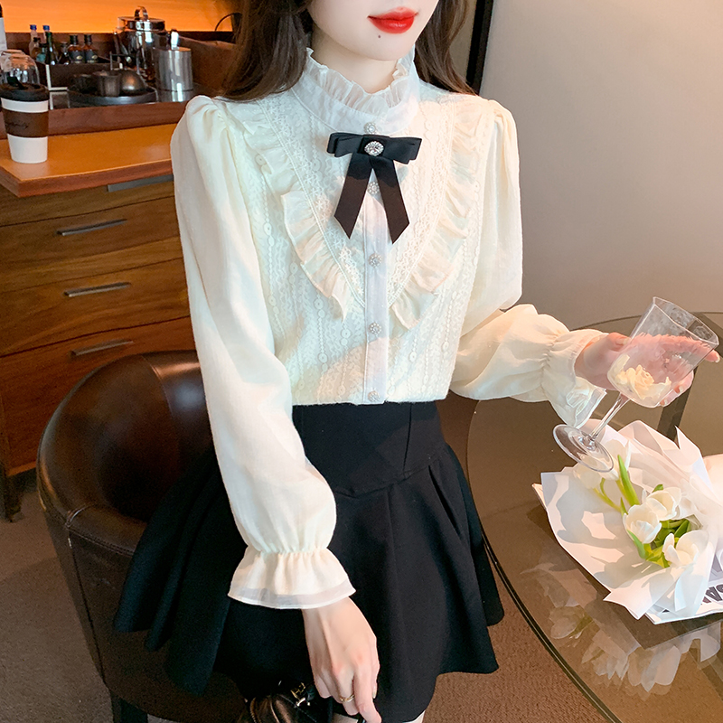 Thick lace bottoming shirt all-match shirts for women
