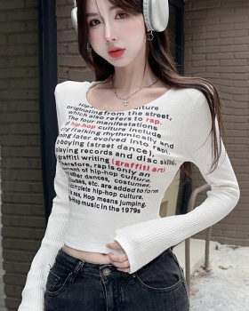 Letters American style bottoming T-shirt slim printing tops