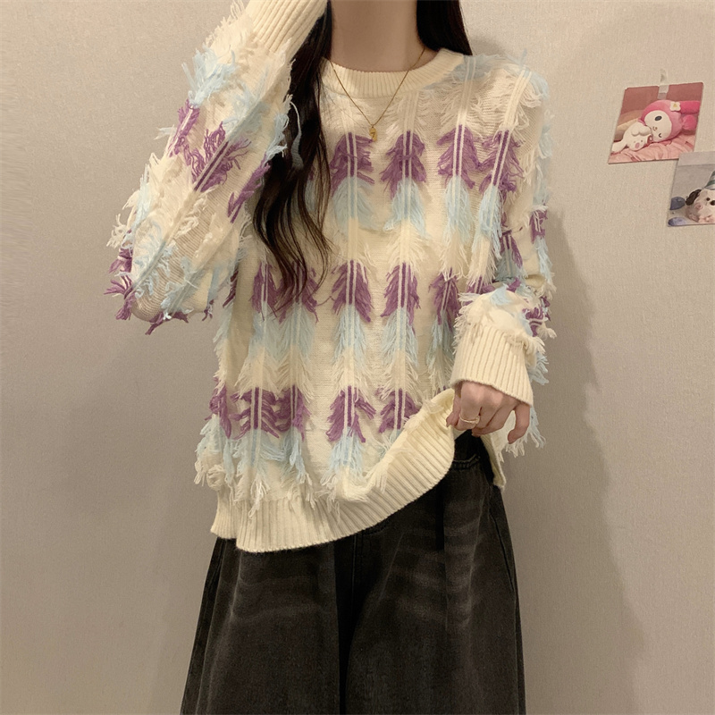 Temperament loose tops long sleeve sweater for women