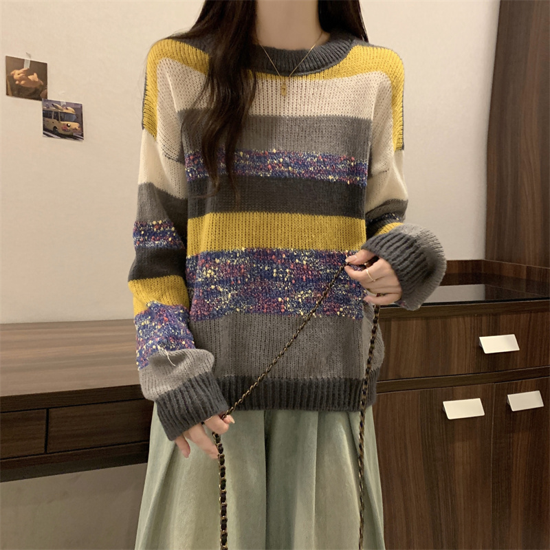 Knitted Western style sweater loose tops for women