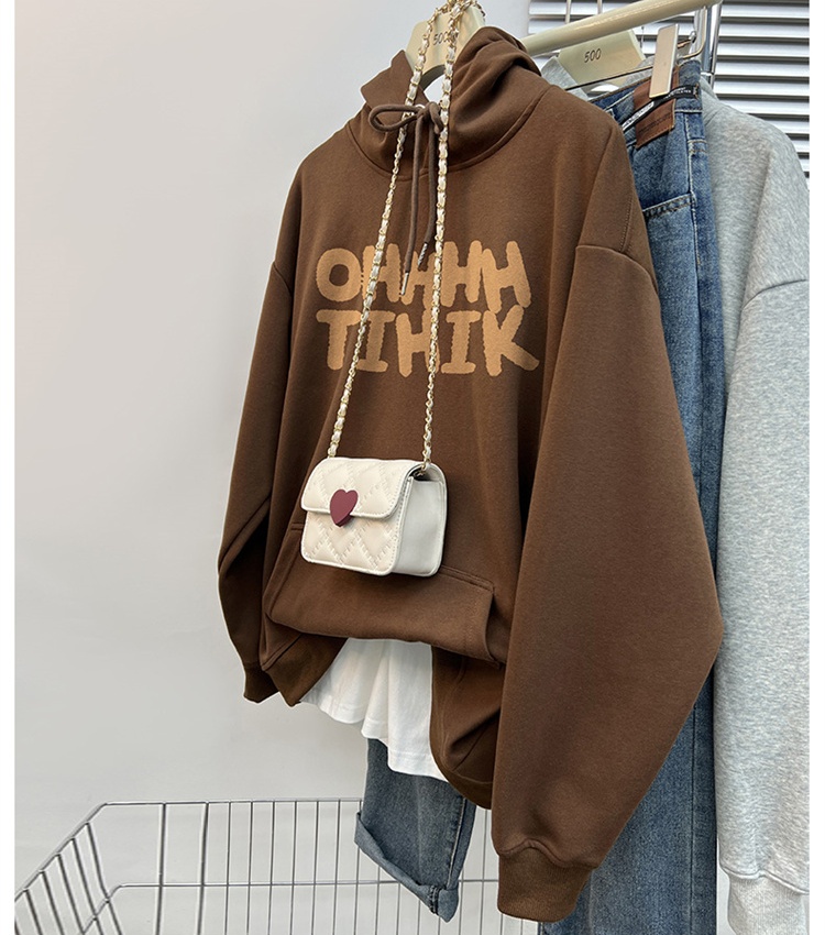 Loose autumn and winter plus velvet hoodie for women