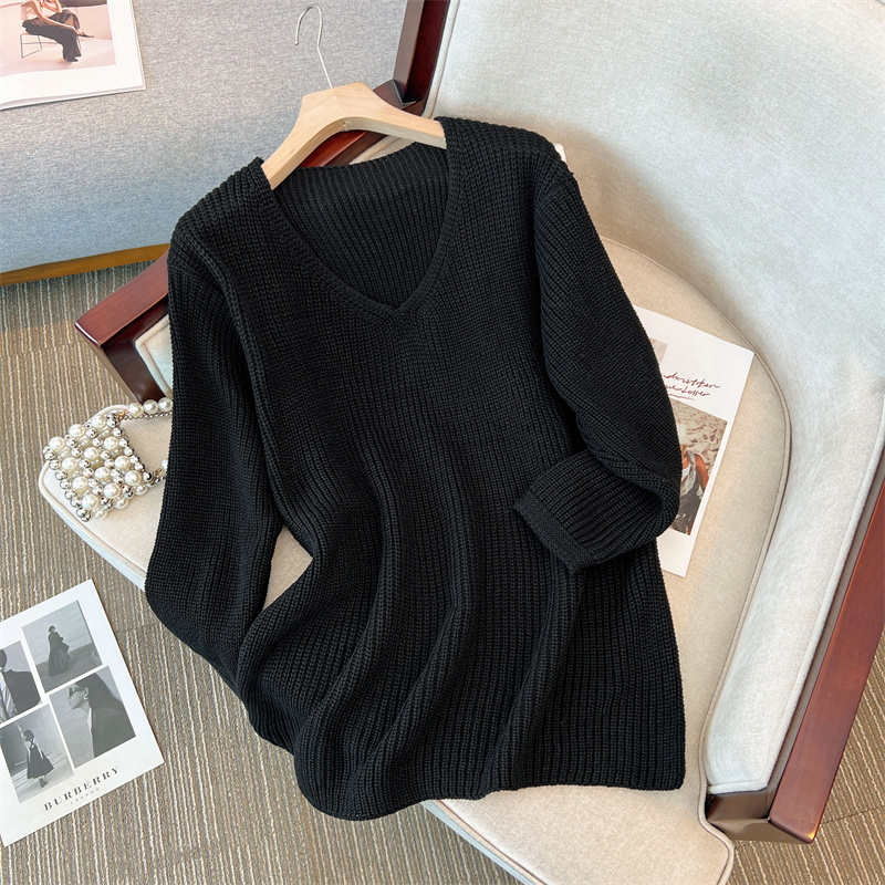 Cover belly loose sweater fat all-match bottoming shirt