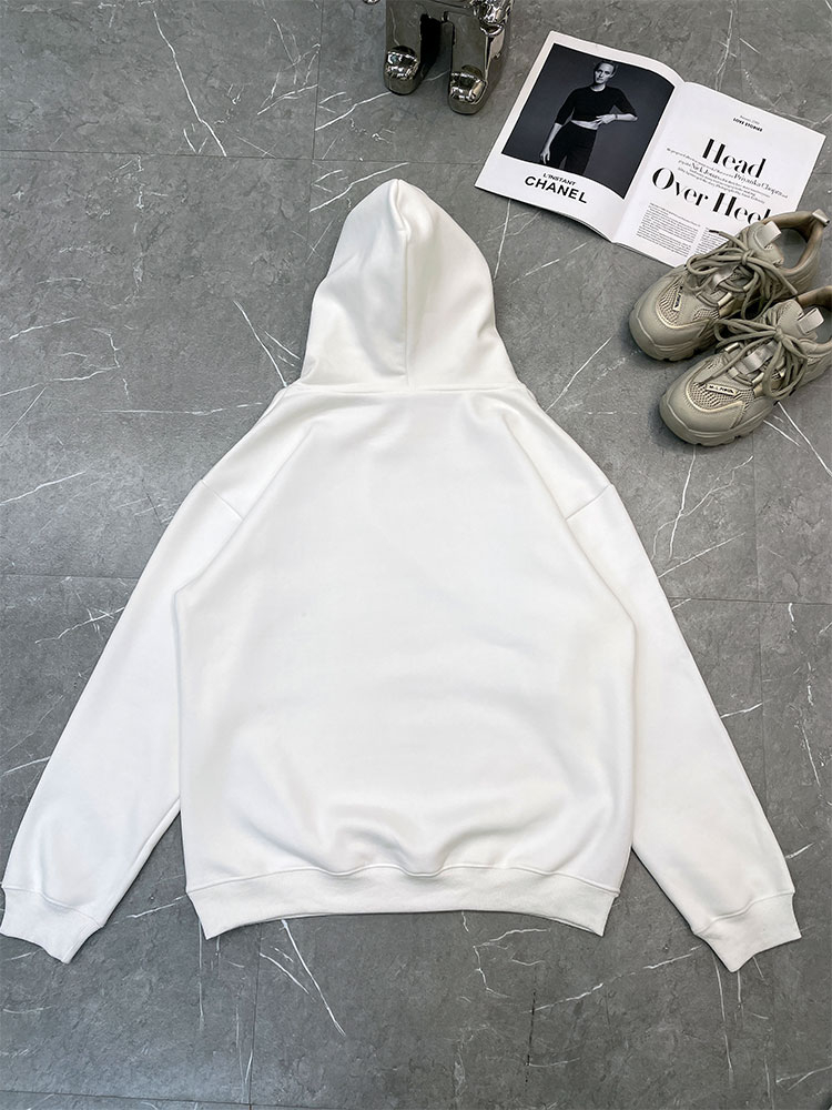 Loose plus velvet printing letters hooded hoodie for women