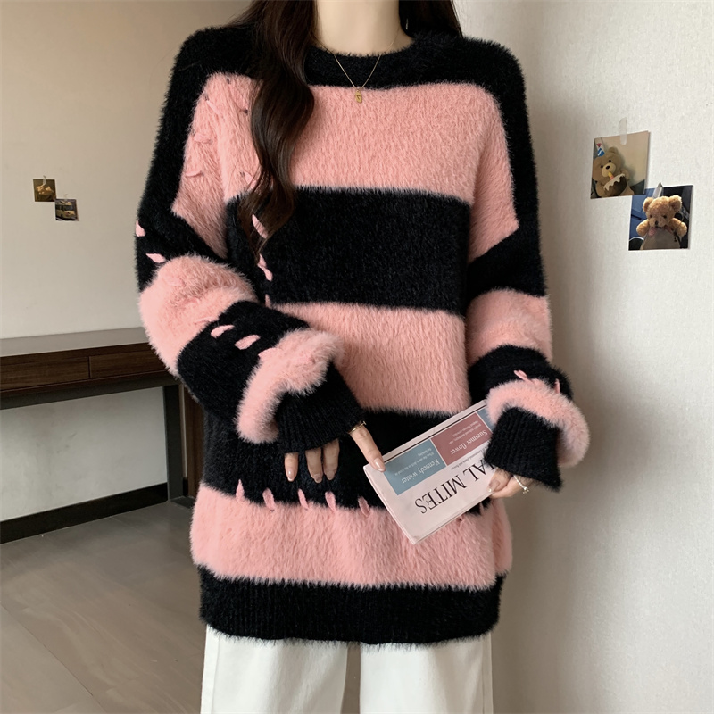 Niche hairy tops Japanese style sweater for women