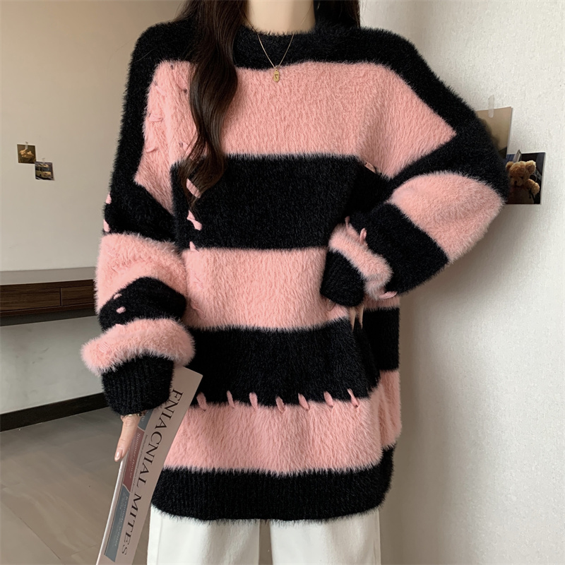 Niche hairy tops Japanese style sweater for women
