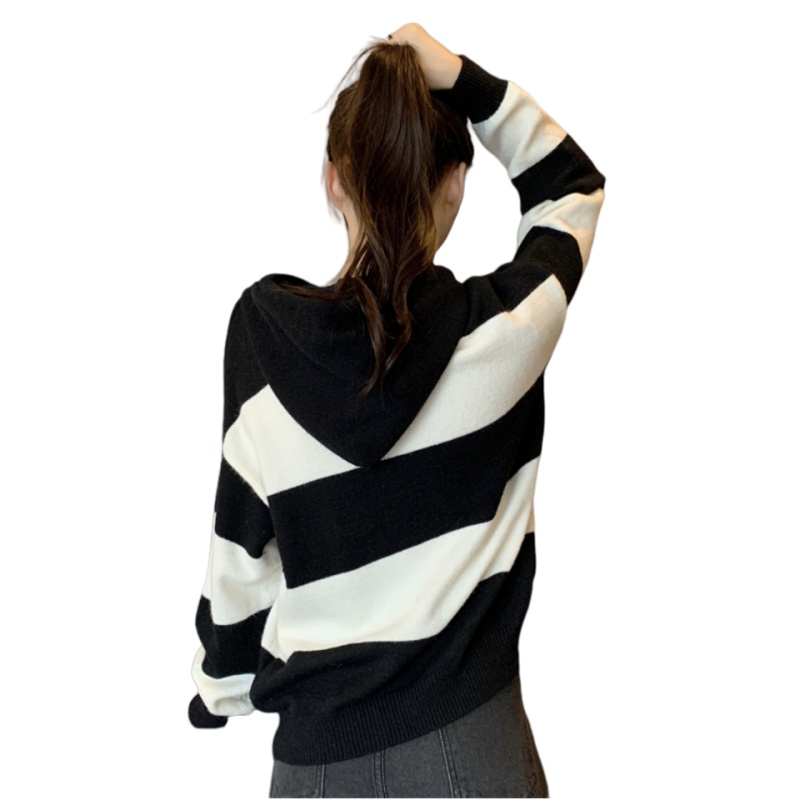 Knitted autumn sweater hooded cardigan for women