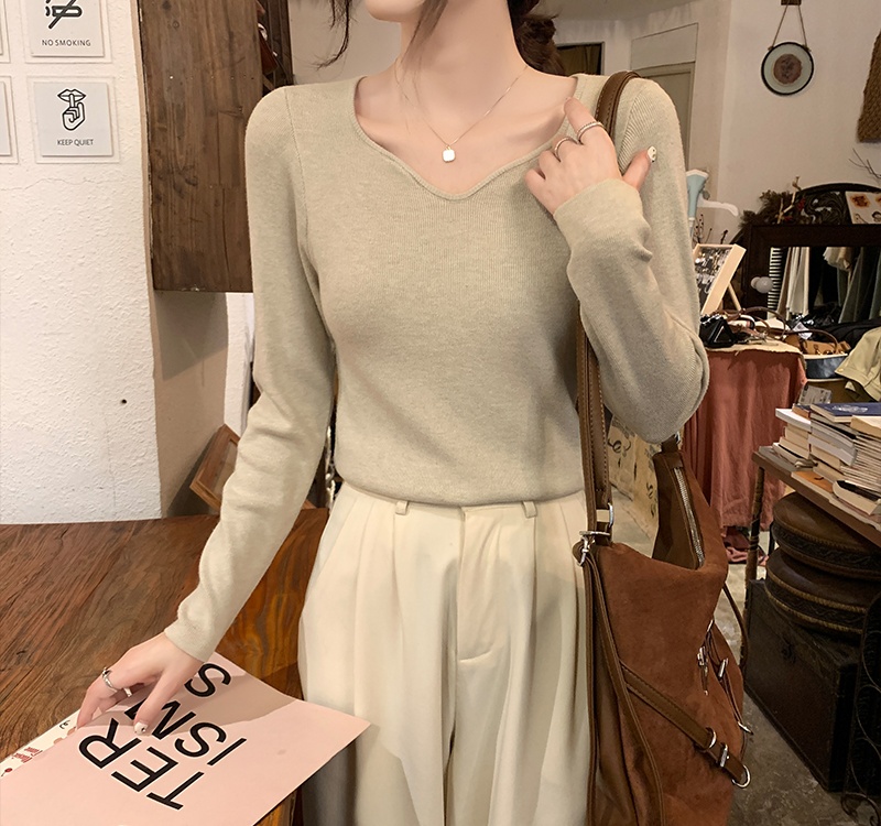 V-neck knitted tops autumn and winter sweater for women