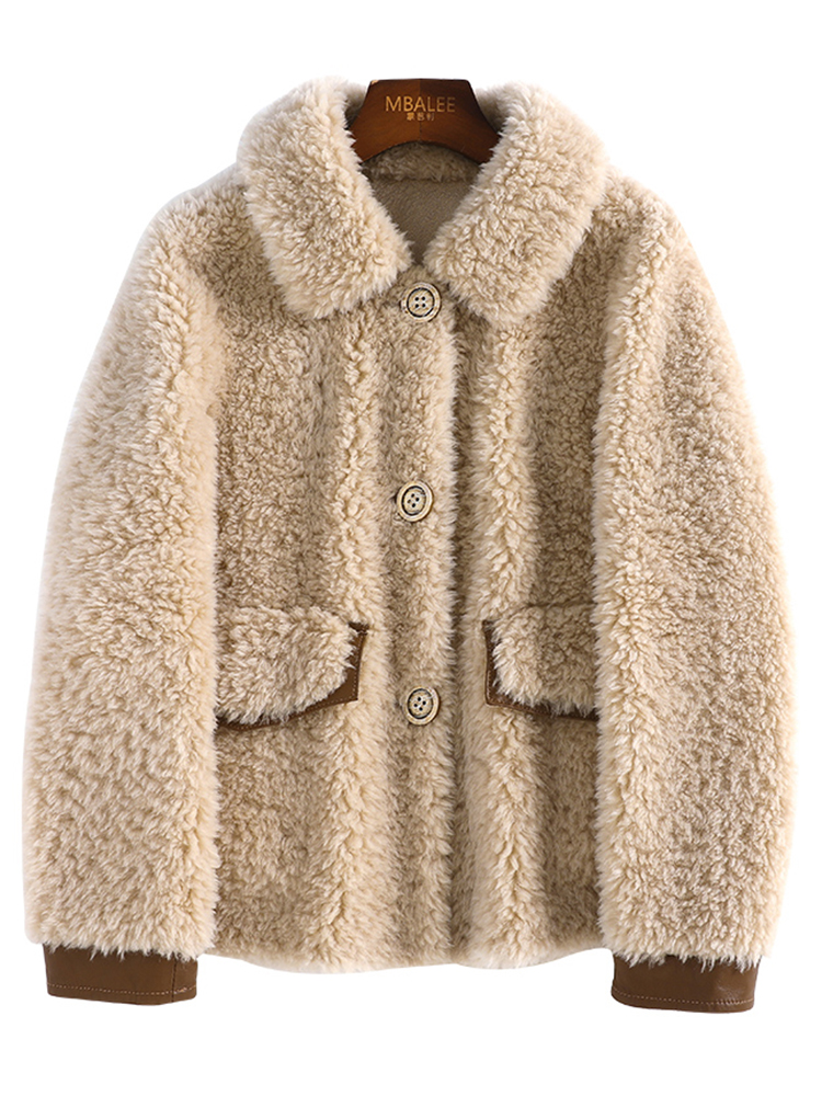 Winter lambs wool fur coat short coat for women