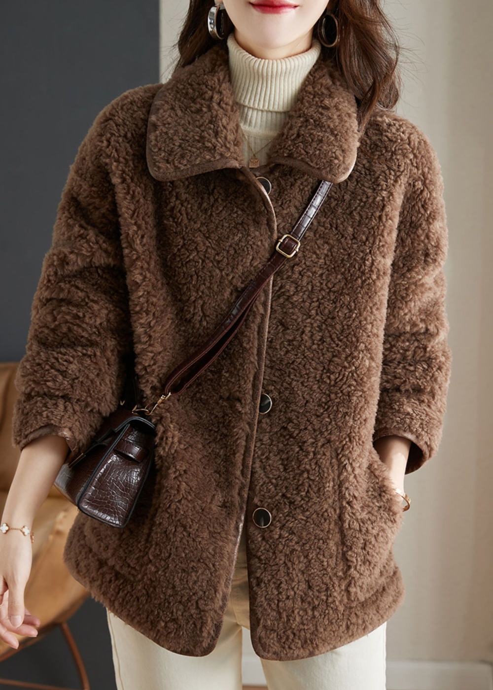 Velvet jacket fur coat autumn and winter overcoat for women
