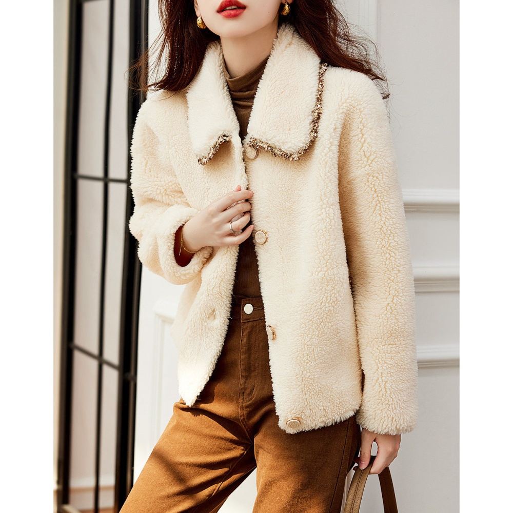 Autumn and winter long sleeve rib complex coat for women