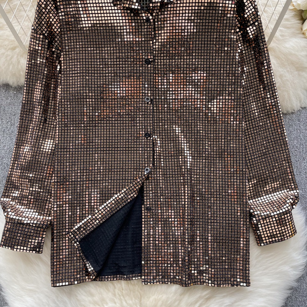 Sequins fashion glitter tops loose Western style shirt