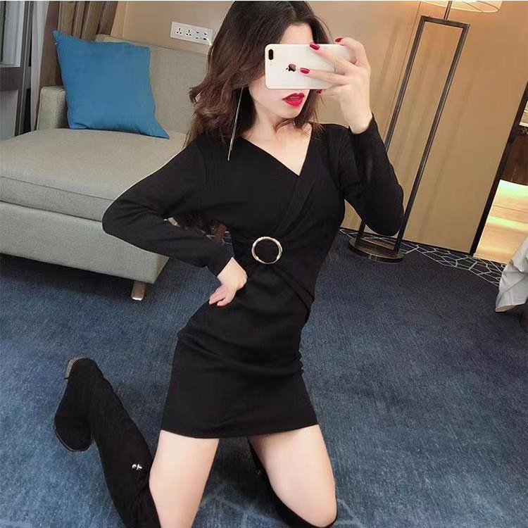 Knitted sexy package hip sweater nightclub fashion dress