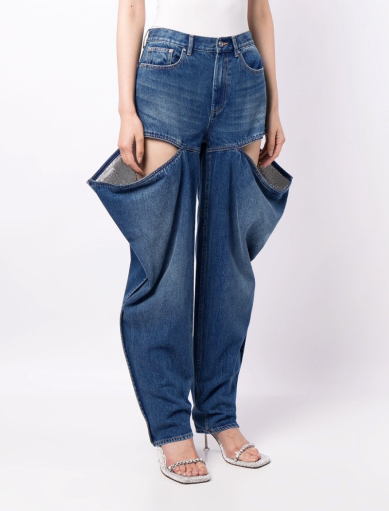 Fashion high waist jeans retro long pants for women