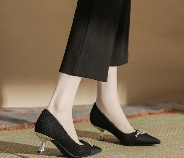 Mixed colors low high-heeled shoes fine-root shoes for women