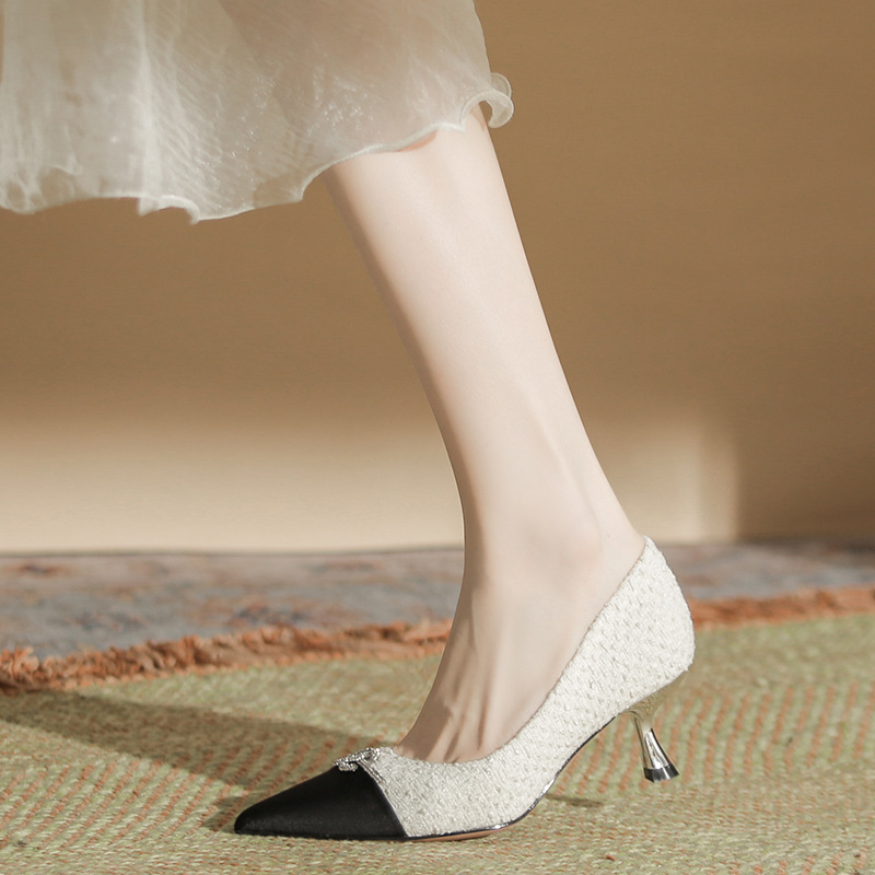 Mixed colors low high-heeled shoes fine-root shoes for women